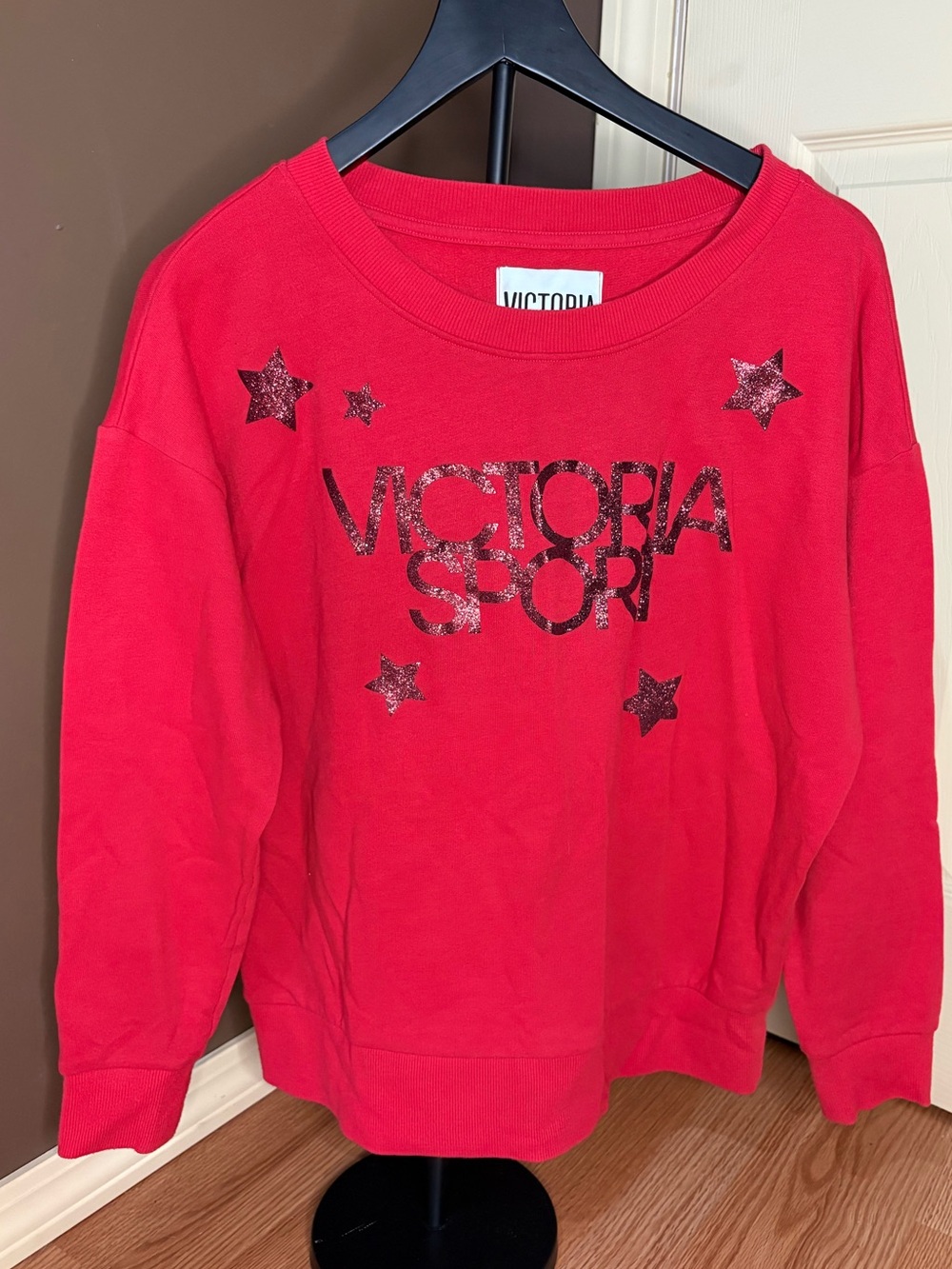 Victoria Sport Red Glitter Logo Sweatshirt